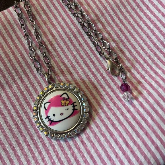 Tarina Tarantino Hello Kitty Pink Pendant Necklace with Swarovski crystals. - Picture 3 of 4